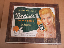 Vintage Nedicks Orange Drink In Bottles Sign Cardboard Litho C picture