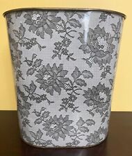 Vintage Metal Wastebasket Chantilly Lace Pattern Trash Can Retro NC Colorware picture