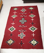 c1880s Large Navajo Germantown Blanket w/Cross & Late Classic Motifs 81