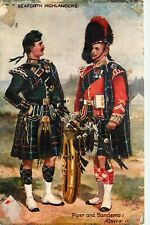 Tuck Postcard Scots Pipers The Seaforth Highlanders 3642 Piper and Bandsman picture