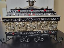 Heavy Decorative Jewelry Ornate Resin Home Decor China Box Metal Frame Legs picture