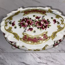 Vintage alfa porcelain marked Bonbonniere box floral picture