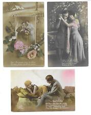 LOVERS On Lot Of 3 Lovely Vintage FRENCH Photo Postcards picture