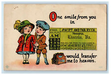 1914 Two Dutch Couple, Swift and Far Railway Co Ticket Purcellville VA Postcard picture