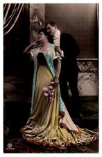 ANTQ Hand Tinted RPPC Featuring an Embracing Couple, Bright Colors, A156 picture