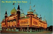 Mitchell, South Dakota Postcard CORN PALACE Street View / Night - 1963 Cancel picture