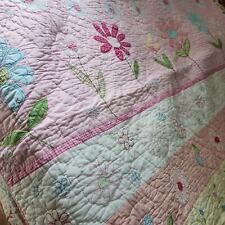 Pottery Barn Kids Twin Daisy Garden Pink Floral Quilt Reversible 86 x 68 picture