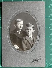 Antique Board Mounted Photo Cute Young Boys Brothers IDENTIFIED picture
