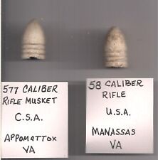 TWO GENUINE Civil War Bullets From Appomattox & Manassas. One from each side. picture
