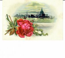 1890's Victorian Trade Card St Mark's Basilica Venice Lion Coffee Red Roses picture