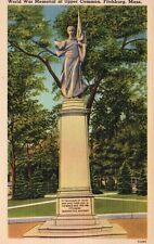Fitchburg, MA, World War Memorial, Upper Common, Linen Vintage Postcard b253 picture