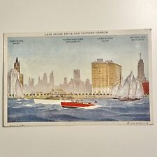 Postcard Lake Shore Drive and Chicago Harbor Postmarked 1946 picture