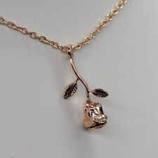 DISNEY Dainty Gold Tone Rose Necklace Chain 18'' Rose Gold Tone picture
