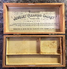 ANTIQUE DENNISON'S JEWELRY CLEANING CASKET FINGERJOINT WOOD BOX picture