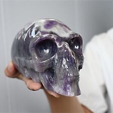 3.46lb Natural Dream Amethyst Quartz Hand Carved Alien Skull Reiki Crystal Reiki picture
