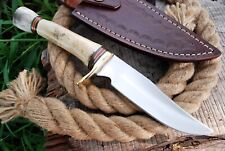 RARE  HANDMADE STAG DEER ANTLER SURVIVAL TACTICAL CAMPING BOWIE HUNTING KNIFE picture