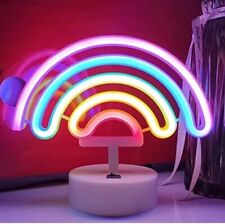 JYWJ Neon Signs with Holder Base,USB or 3-AA Battery Powered Neon Rainbow picture