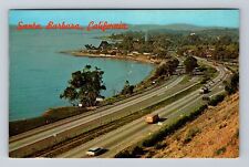 Santa Barbara CA-California, Birds Eye View along Coastline Vintage Postcard picture