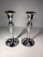 Godinger Silver Plated Candlesticks Arts Holders Ornate Grapes 8 Inch Pair Of 2 picture
