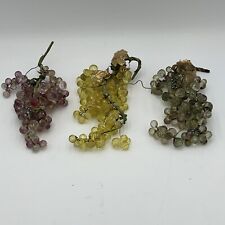 Vintage MCM Faceted Lucite  Cluster Beads Grapes Leaves fabulous lot of Three picture