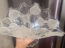 Vintage beautiful Frosted & Clear  GLASS Fruit Bowl/banana holder -stunningpiece picture