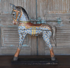 Beautiful Wooden Horse Antique Figurine Hand-Painted Crafted Made In India Home picture