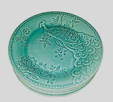 Juego De Vajilla De Peacock Plates set of 4 Turquoise picture
