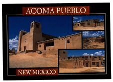 Acoma Pueblo New Mexico adobe historic site Enchanted Mesa unused postcard picture