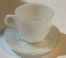 Vintage 1960s Federal Glass Iridescent  Moonglow Tea Cup and Saucer Set picture