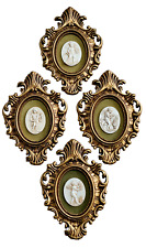 Syroco Gold Tone Vintage Lot of 4 Cameo Cherub Hollywood Regency Wall plaques picture