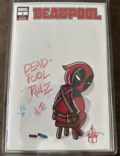 Ken Hauser Original Deadpool Sketch On Deadpool #1 Blank w/ COA & In Toploader picture