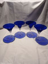 Set Of 4 BLOCK STOCKHOLM Teardrop Stemware Martini Glass Cobalt Blue BUBBLE BASE picture