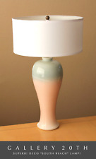 WOW ART DECO STYLED AQUA PINK SOUTH BEACH TABLE LAMP VTG MID CENTURY LIGHT 80s picture