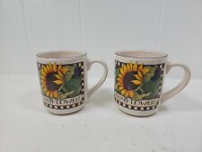 Vtg Set Of 2 Susan Winget Sunflower Coffee Mug Tea Cup Made In Thailand  picture