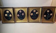 Lot Of 4 Gold Metal Framed Rolled Art Flower Velvet Shadowbox Frames picture