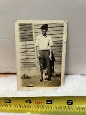 Vintage Photo Snapshot Of Young Man And Dog - Yonkers NY - Name On Back  picture