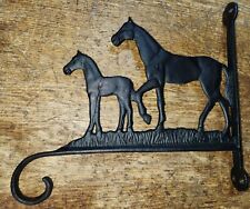 Vintage Two Horses Cast Iron Rustic Wall Mount Bracket Hook Plant Hanger Decor picture