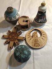 Lot of 6 Native American/ Southwest Themed Christmas Ornaments all Signed picture