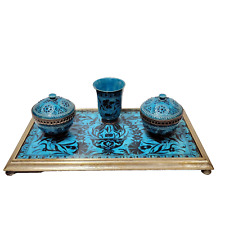 Wonderful 19C.  Islamic Style French Ceramic and Bronze Inkwell picture