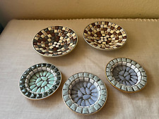 Vintage MCM Mosaic Trinket Plates/Coasters FIVE picture