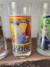 Vintage Bicycle Artwork Highball Drinking Glasses Set Of Six Rare picture