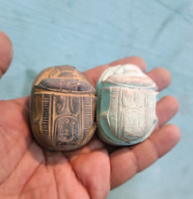 Ancient Egyptian Antiques 2 Egyptian Scarab Beetle Khepri With Hieroglyphs BC picture