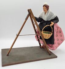 French Santon De Provence Figurine Folk Art Woman Gathering & Climbing Ladder picture