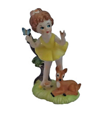 Vintage Royal Crown Miniature Ceramic  Collectible-Girl With A  Deer At Her Feet picture