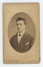 Antique CDV Circa 1870s Handsome Young Man in Suit Christensen Haderslev Denmark picture