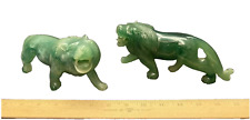 Vintage Jade Color Lion Statues Carved Resin picture