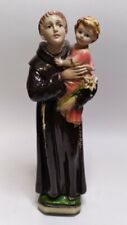 Antique St. Anthony W/ Jesus child  Chalkware Statue 8 1/4 inches ITALY  picture