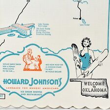 1950s Howard Johnson's Ice Cream Shoppe Restaurant Placemat Oklahoma picture