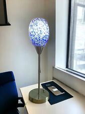 Vintage Art Glass Table Lamp Purple Blue Tulip Shade Art Decor Collectible Lamp picture