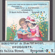 Syracuse New York 1800s Hair Tonic Brown & Dawson Drug Store Business Trade Card picture